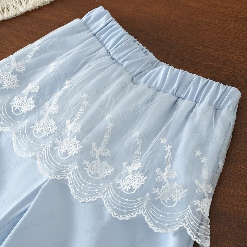 Toddler Girls Light Blue Lace Pajama Set - image 4
