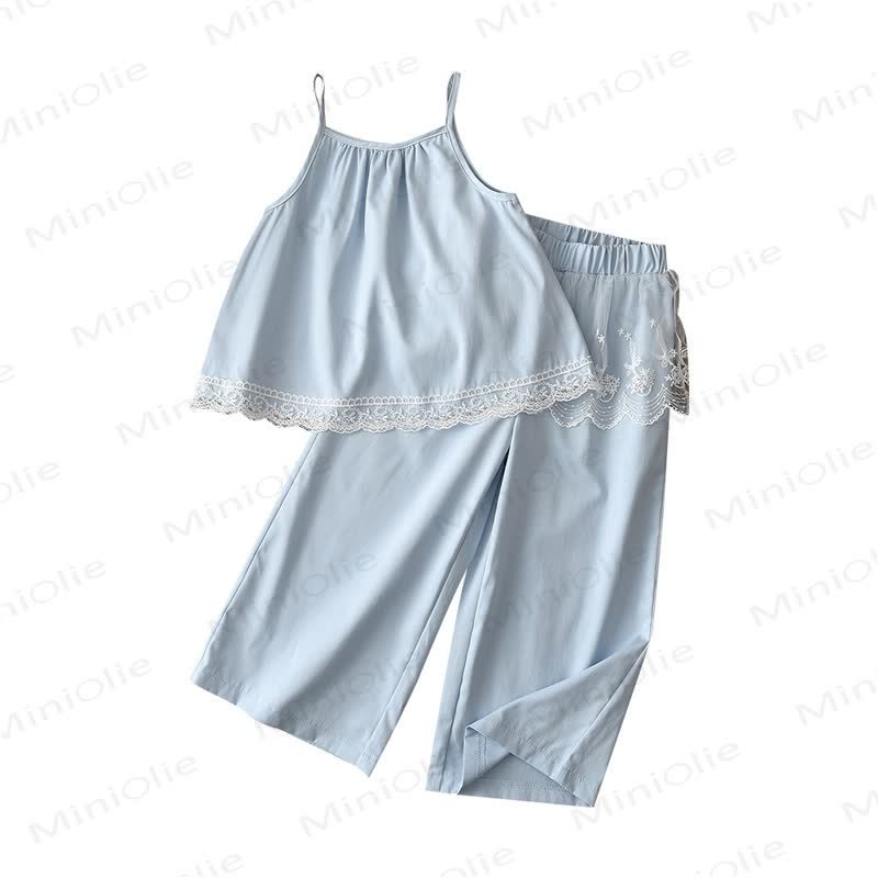 Toddler Girls Light Blue Lace Pajama Set - image 5