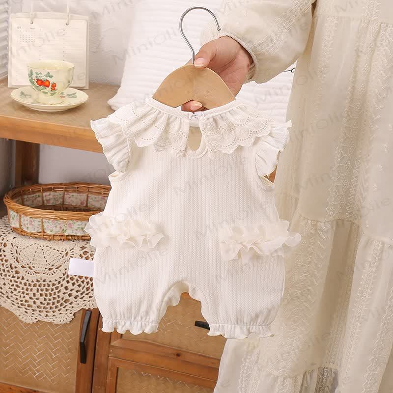 Baby Lace Ruffle Collar Sleeveless Romper - image 2