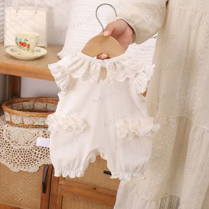 Baby Lace Ruffle Collar Sleeveless Romper - image 2
