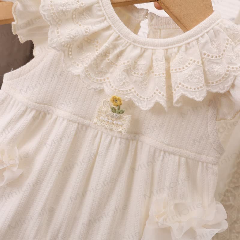 Baby Lace Ruffle Collar Sleeveless Romper - image 3