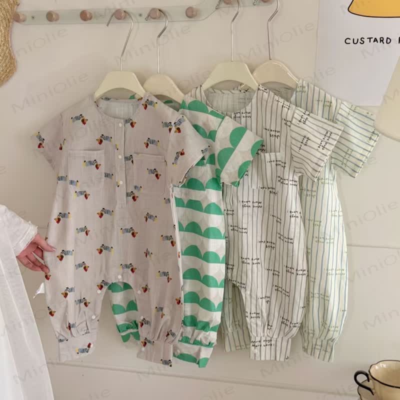 Toddler Animal/Dot/Stripe Print Snap Romper - image 1