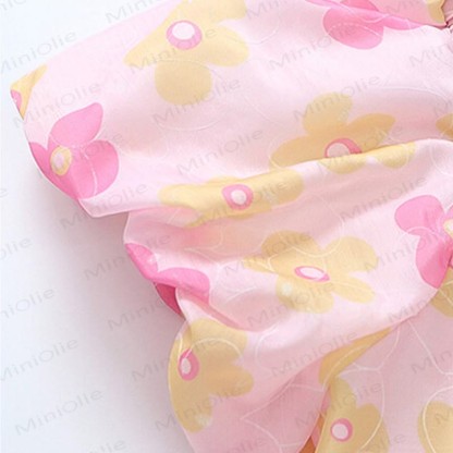 Toddler Girls Cotton Pink or Green Floral Print Dress - image 7