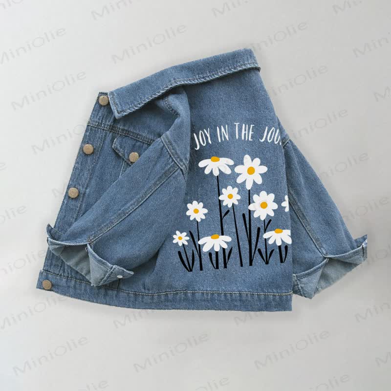 JOY IN THE JOURNEY Toddler Kid Daisy Print Denim Jacket - Blue - 10-11T - image 1