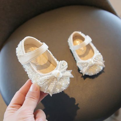 Toddler Girls Bow Dress Shoes  - Beige - 9.5C - image 3
