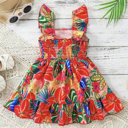 Baby Toddler Girls Red Floral Print Sleeveless Dress - image 3