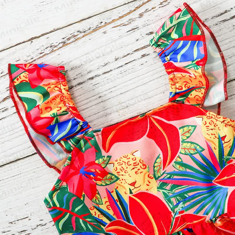 Baby Toddler Girls Red Floral Print Sleeveless Dress - image 4