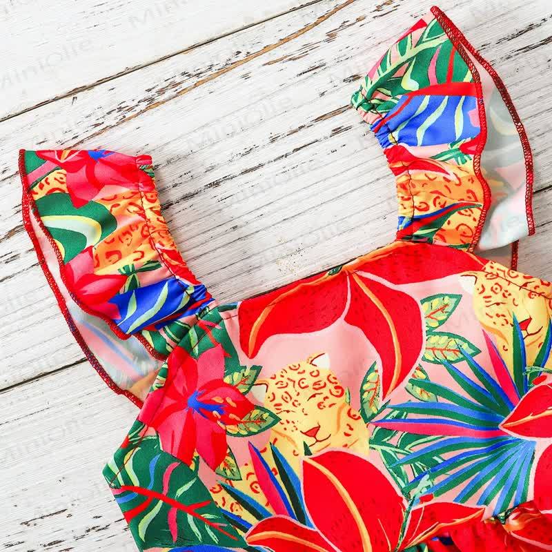 Baby Toddler Girls Red Floral Print Sleeveless Dress - image 4