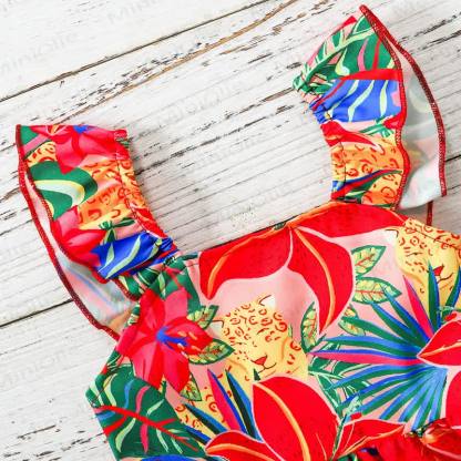 Baby Toddler Girls Red Floral Print Sleeveless Dress - image 4