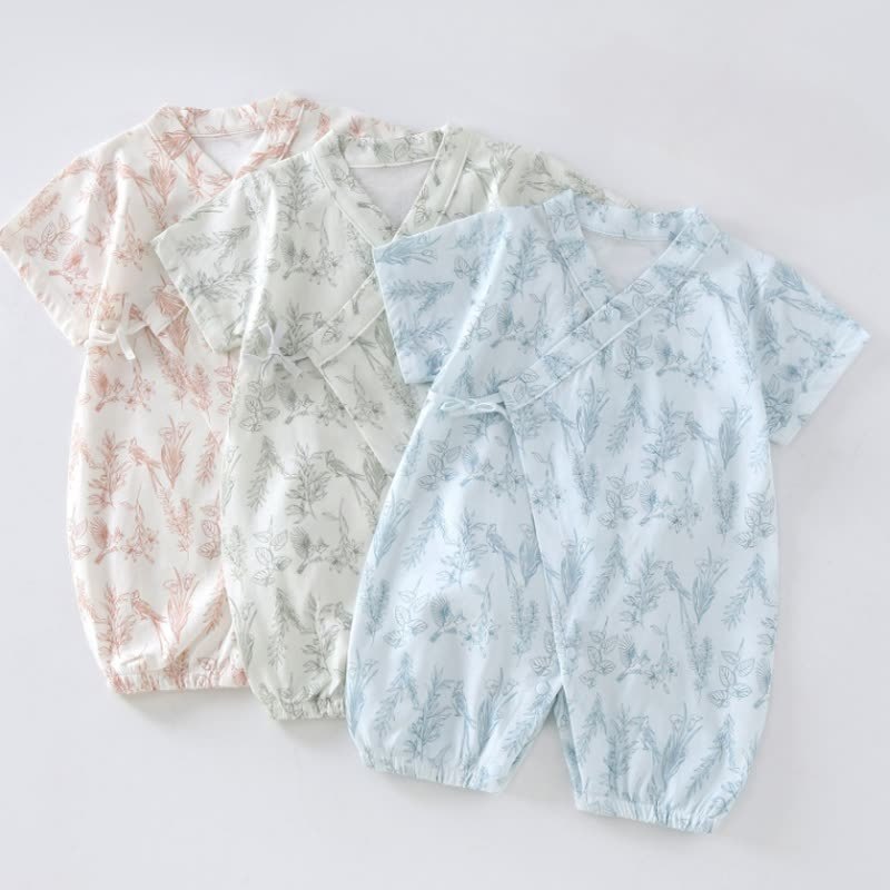 Baby Birds and Flowers Kimono Romper - image 1