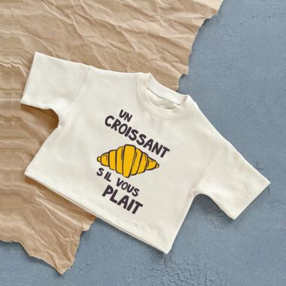 UN CROISSANT S IL VOUS PLAIT Baby Summer Casual T-Shirt - White - 2-3T - image 2