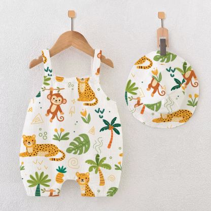 Baby White Tropical Animals Romper with Hat - White - 18-24M - image 1