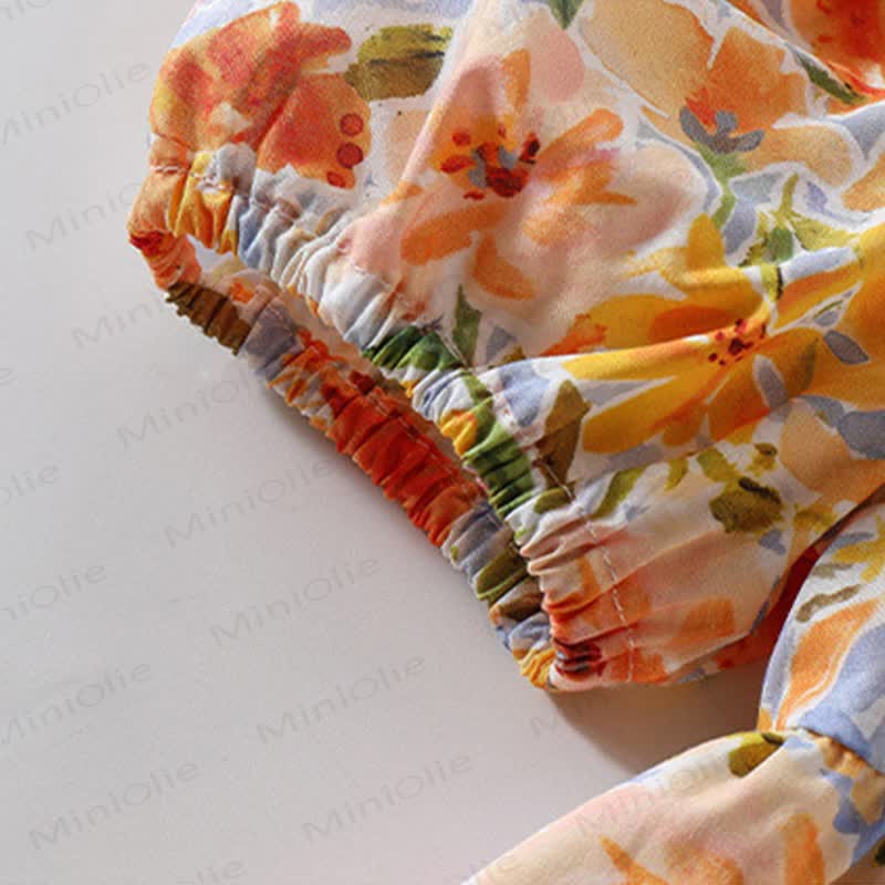 Toddler Girl Orange Floral Print Princess Dress - image 9