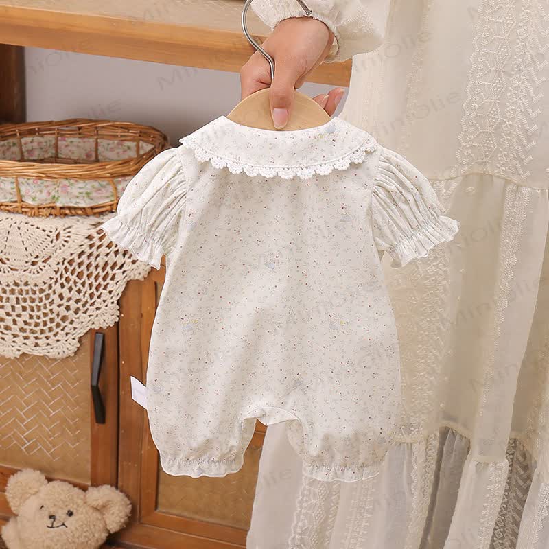 Baby Blue Bow Floral Romper - image 2