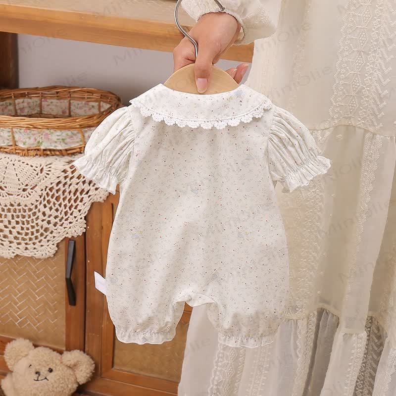 Baby Blue Bow Floral Romper - image 2