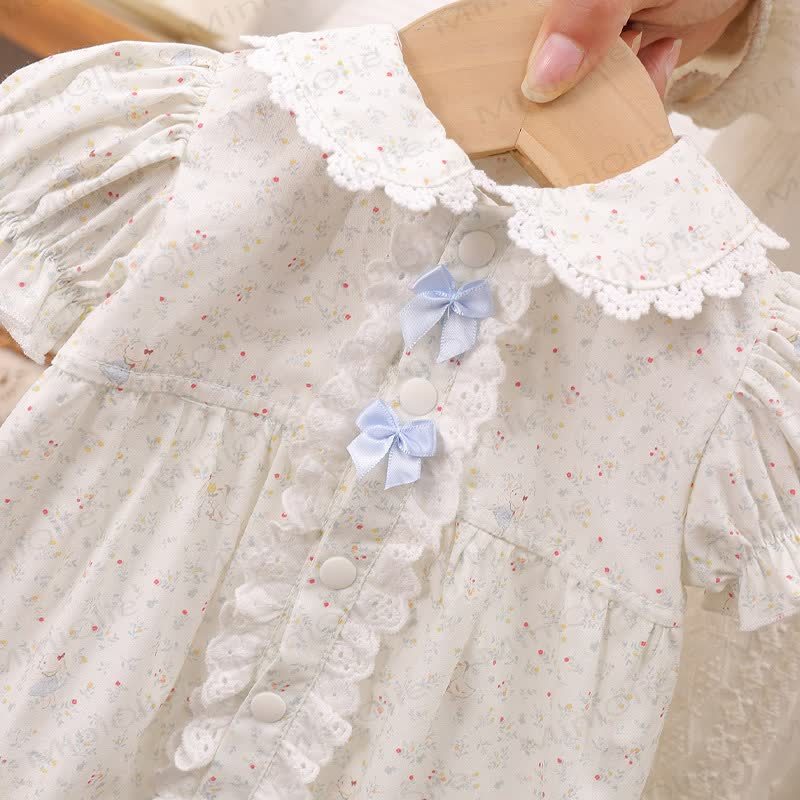 Baby Blue Bow Floral Romper - image 3