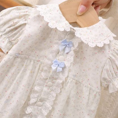 Baby Blue Bow Floral Romper - image 3