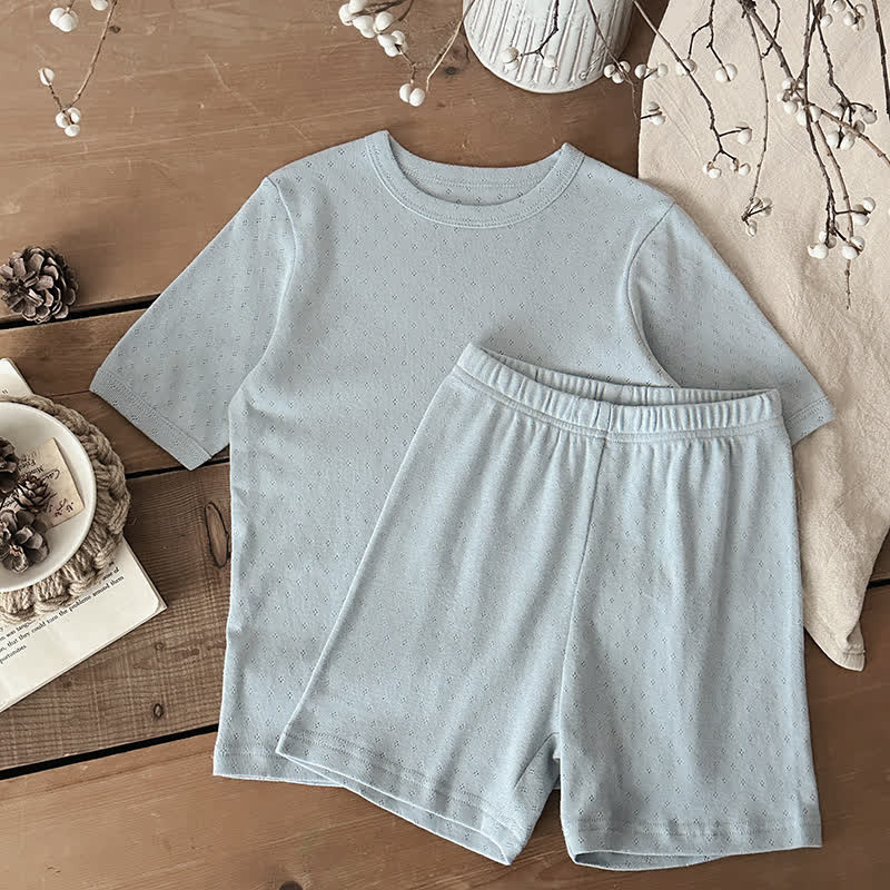 Toddler Kid Cotton Tee and Pants Pajama Set - Blue - 10-11T - image 5