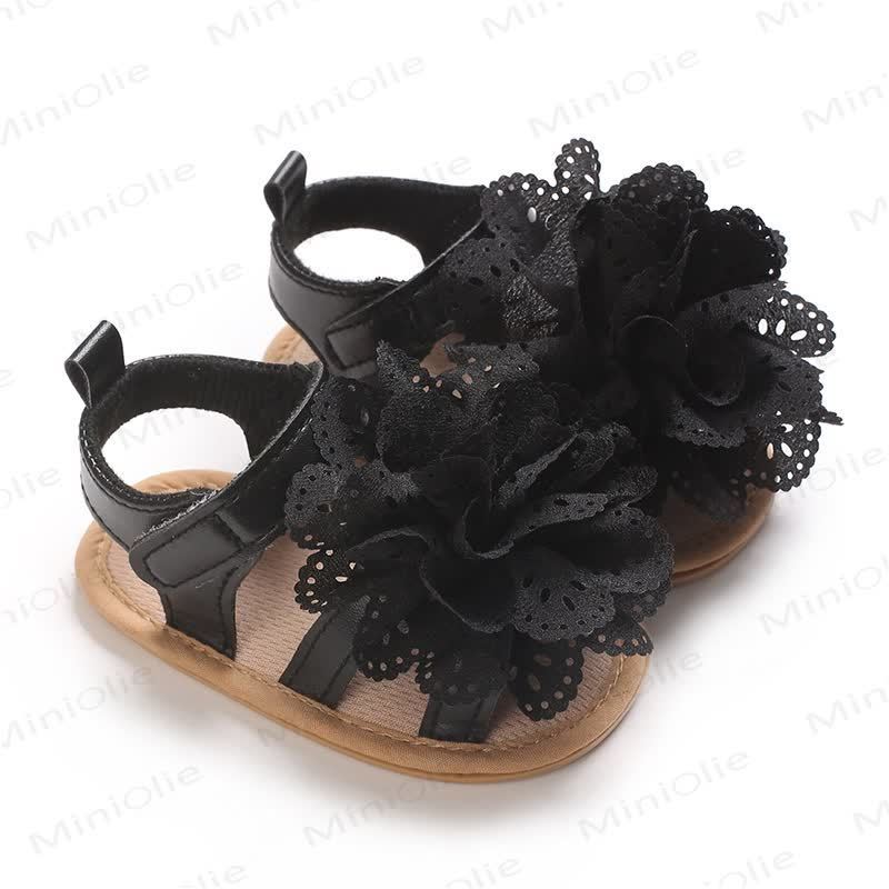 Baby Lace Flower First Walker Sandals - Black - 12-18M - image 3