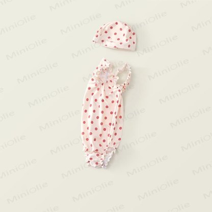 Toddler Girl Polka Dot Ruffle Swim Dress Soft Stretch - image 3