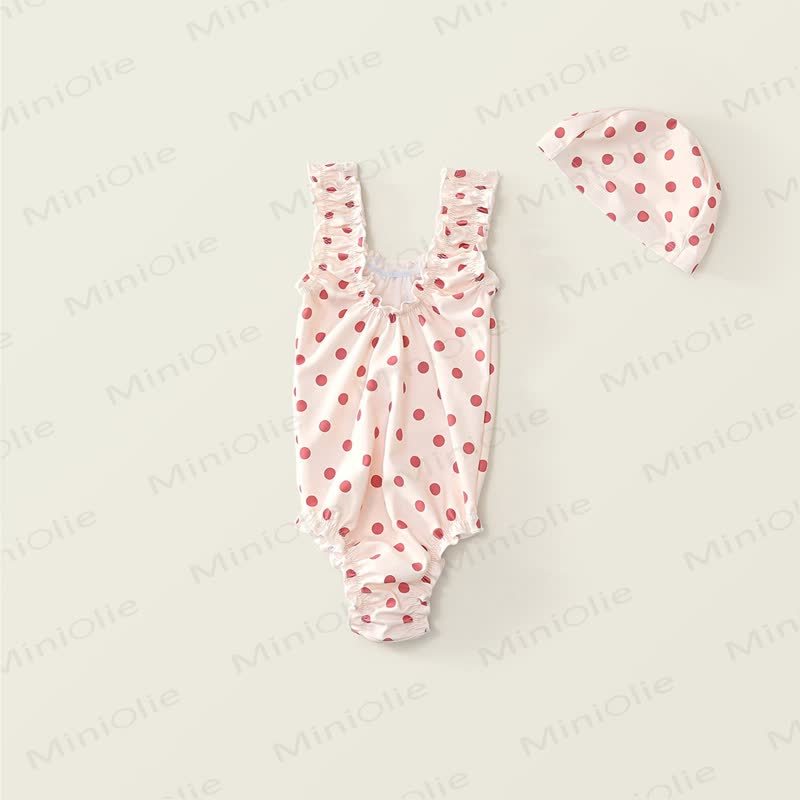 Toddler Girl Polka Dot Ruffle Swim Dress Soft Stretch - image 4
