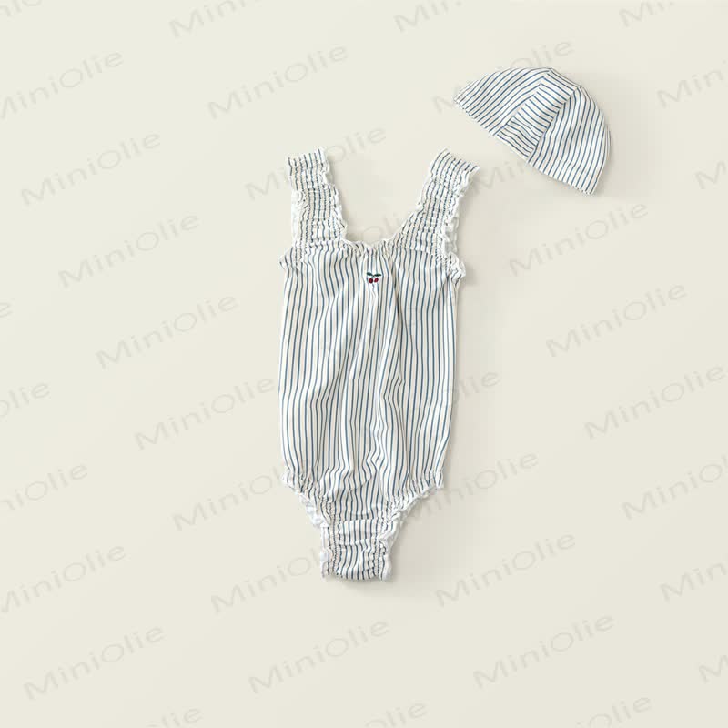 Toddler Girl Polka Dot Ruffle Swim Dress Soft Stretch - Blue - 8-9T - image 5