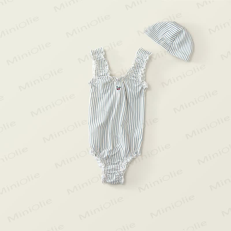 Toddler Girl Polka Dot Ruffle Swim Dress Soft Stretch - Blue - 8-9T - image 5