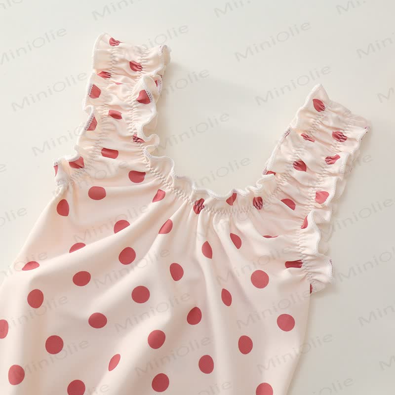 Toddler Girl Polka Dot Ruffle Swim Dress Soft Stretch - image 8