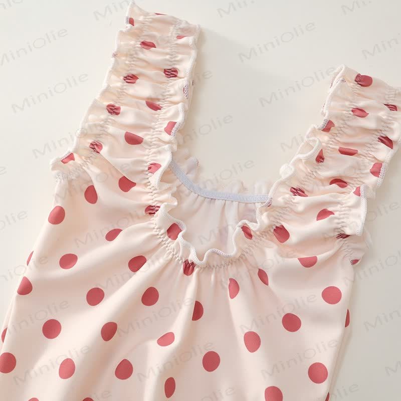 Toddler Girl Polka Dot Ruffle Swim Dress Soft Stretch - image 9