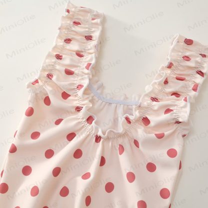 Toddler Girl Polka Dot Ruffle Swim Dress Soft Stretch - image 9