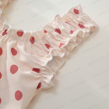 Toddler Girl Polka Dot Ruffle Swim Dress Soft Stretch - image 10