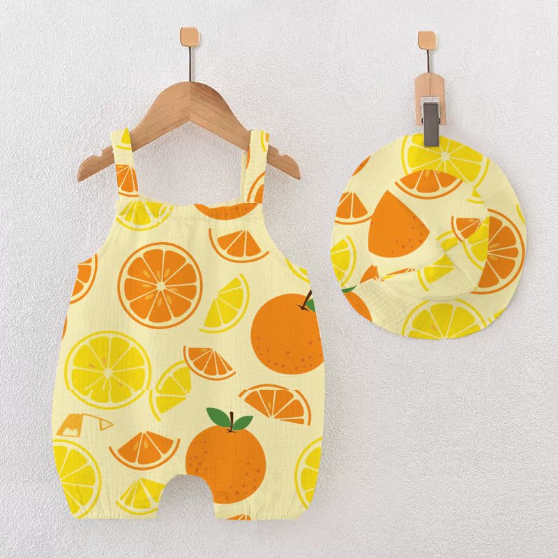 Baby Lemon and Orange Yellow Romper with Hat - Yellow - 18-24M - image 1