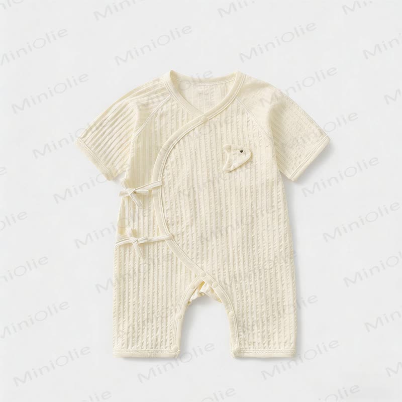 Baby Cotton Solid Color Romper - White - 9-12M - image 2