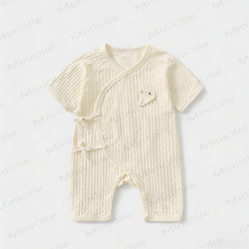 Baby Cotton Solid Color Romper - White - 9-12M - image 2
