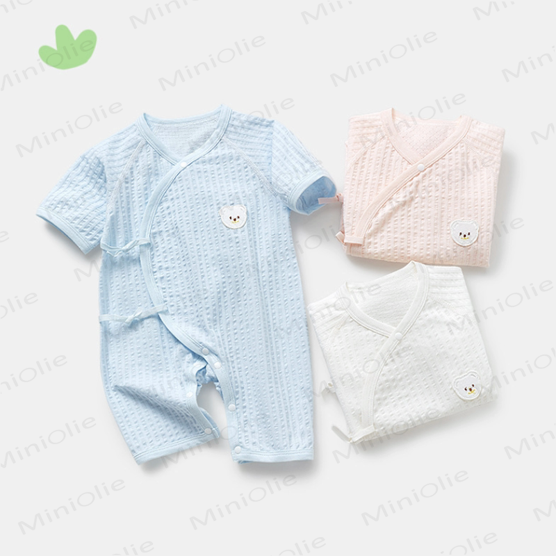 Baby Bear Pattern Solid Color Romper - image 1