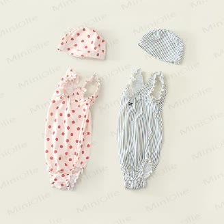 Toddler Girl Polka Dot Ruffle Swim Dress Soft Stretch - image 1