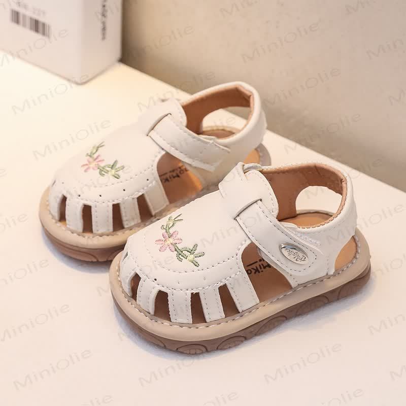 Toddler Floral Embroidered Sandals  - Beige - 7.5C - image 3