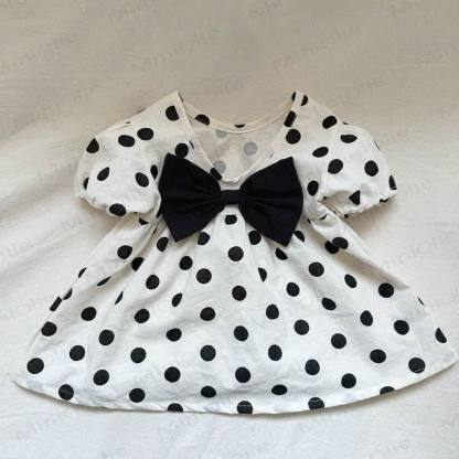Baby Girls Cotton Floral Print Bows Dress - White - 3-4T - image 3
