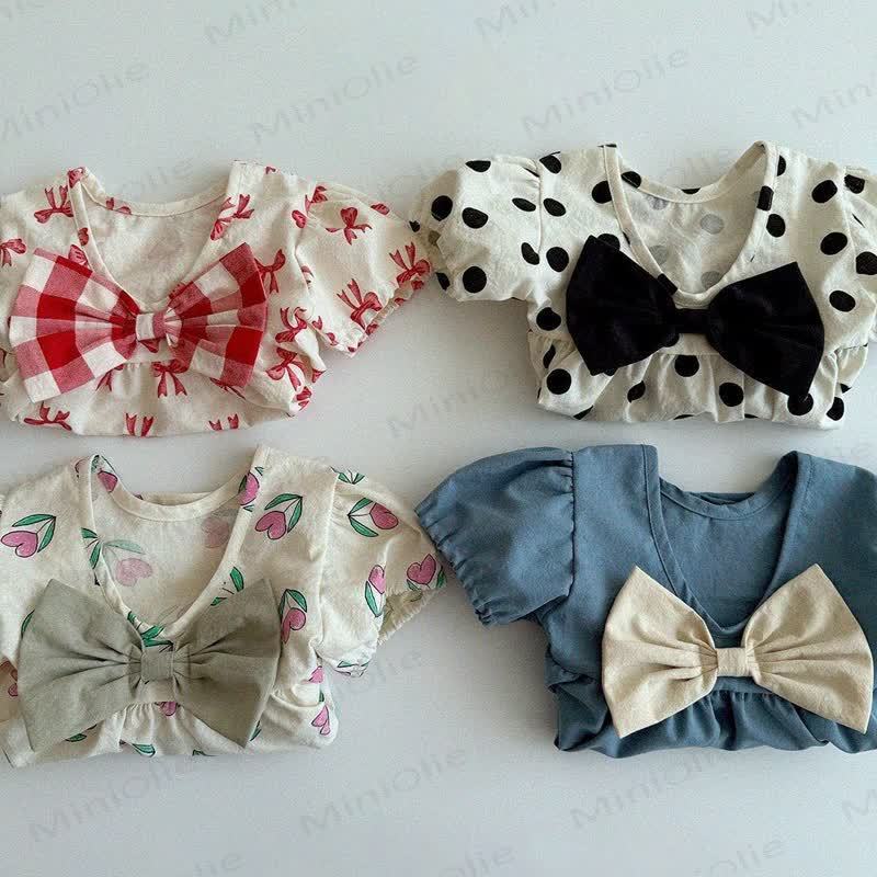 Baby Girls Cotton Floral Print Bows Dress - image 6