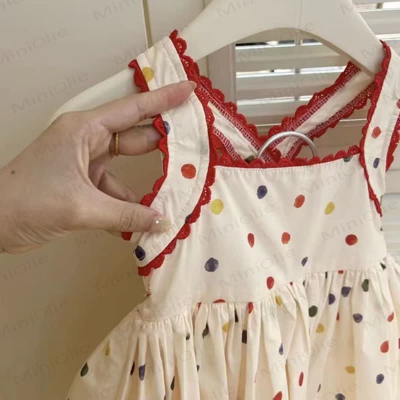 Toddler Girls Cotton Polka Dot Sleeveless Dress - image 3