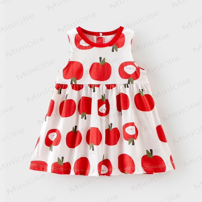 Toddler Girls Cotton Apple Print Sleeveless Dress - Red - 4-5T - image 1