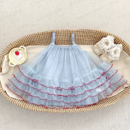 Baby Toddler Girls Cotton Lace Tulle Dress - Blue - 4-5T - image 2