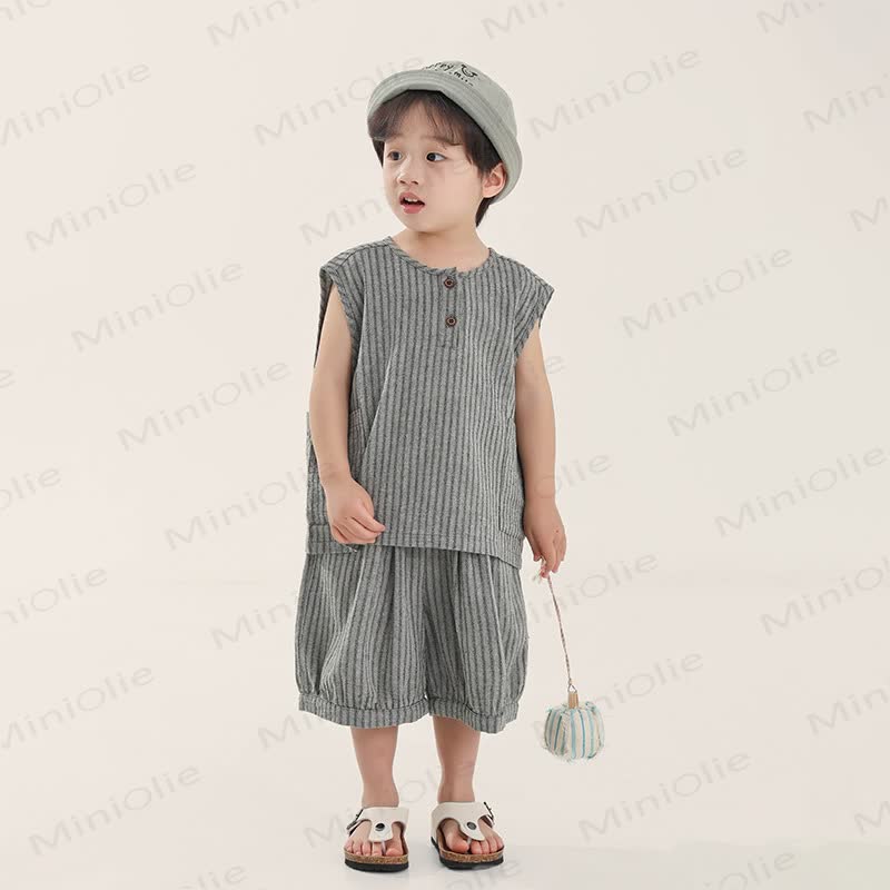 Toddler Boys Cotton Striped Tank Top and Shorts Set - image 3
