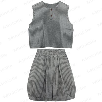Toddler Boys Cotton Striped Tank Top and Shorts Set - image 4
