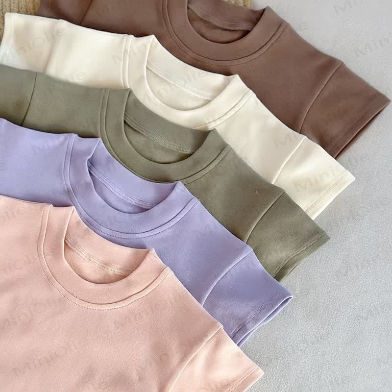 Toddler Baby Solid Color Crew Neck Summer Casual T-shirt - image 7