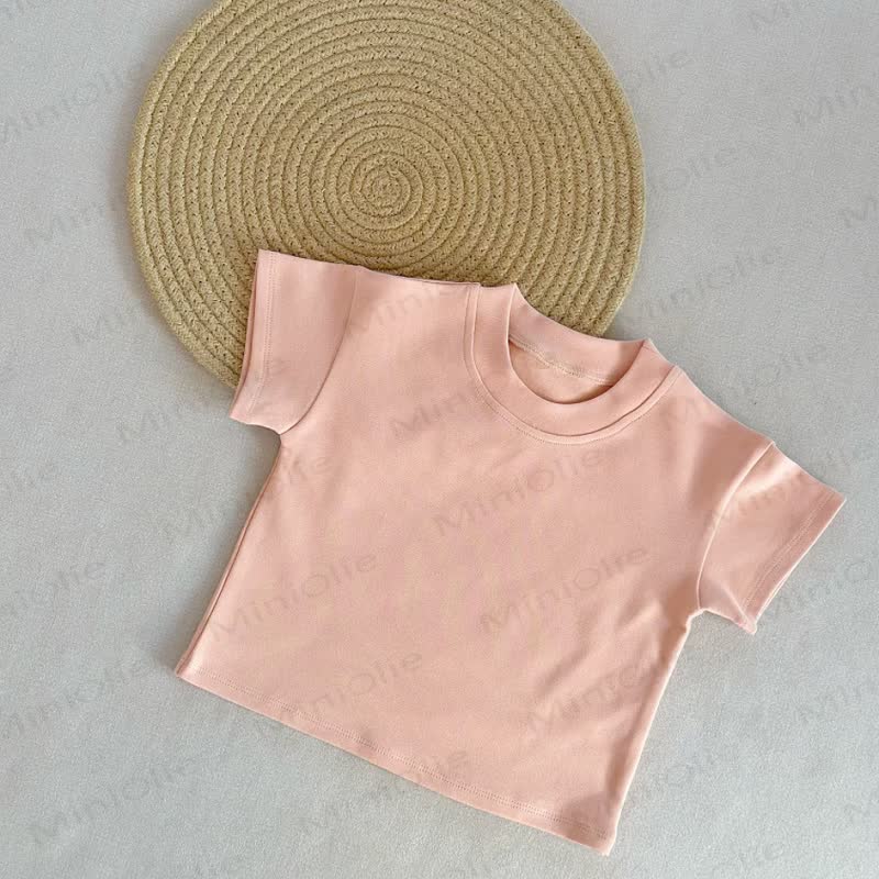 Toddler Baby Solid Color Crew Neck Summer Casual T-shirt - Pink - 6-7T - image 4