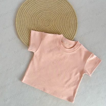 Toddler Baby Solid Color Crew Neck Summer Casual T-shirt - Pink - 6-7T - image 4