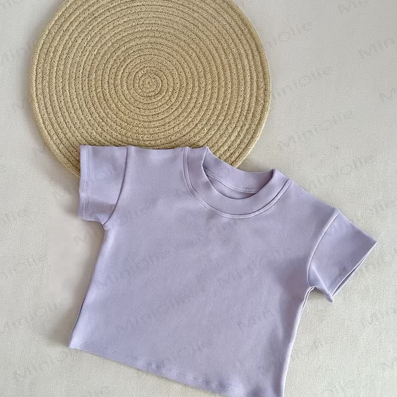 Toddler Baby Solid Color Crew Neck Summer Casual T-shirt - Purple - 6-7T - image 5