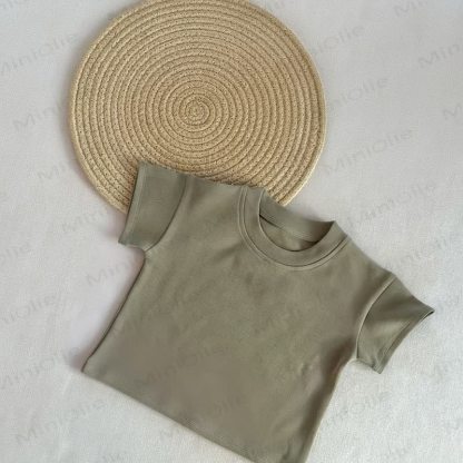 Toddler Baby Solid Color Crew Neck Summer Casual T-shirt - Green - 6-7T - image 6