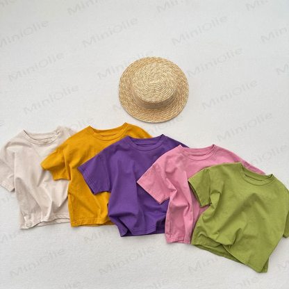 Toddler Solid Color Crew Neck Summer T-shirt - image 1